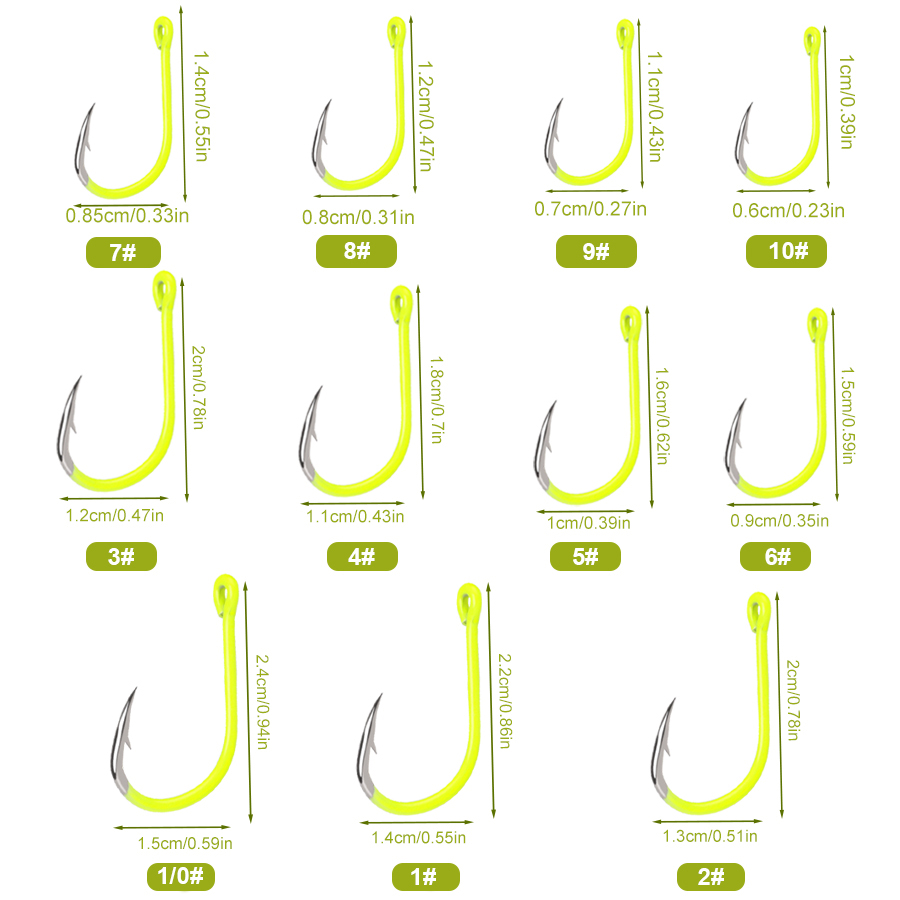 NGB 50個入り 1/0 # -10 # 蛍光釣り針　バー - Fishing Hook Assortment のレビューと価格