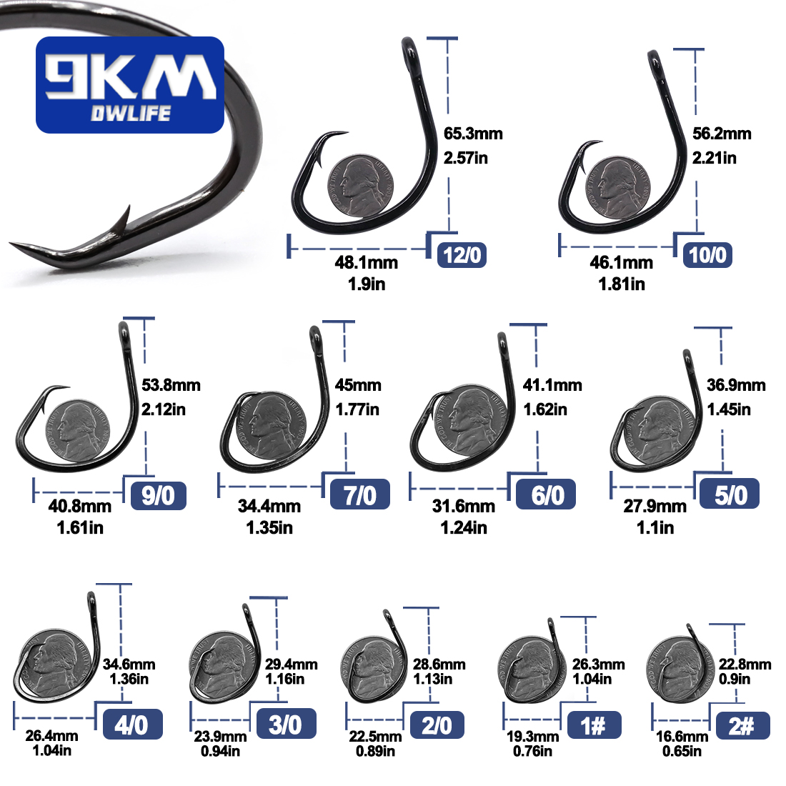 9 キロサークルフック 25 〜 50 個海水釣りフックオフ - Fishing Hook Offset のレビューと価格