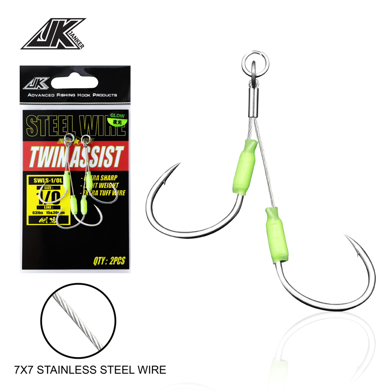 JK 3 パック耐摩耗性ジギングフック鋼線ジグツインアシスト - Fishing Hook Offset のレビューと価格