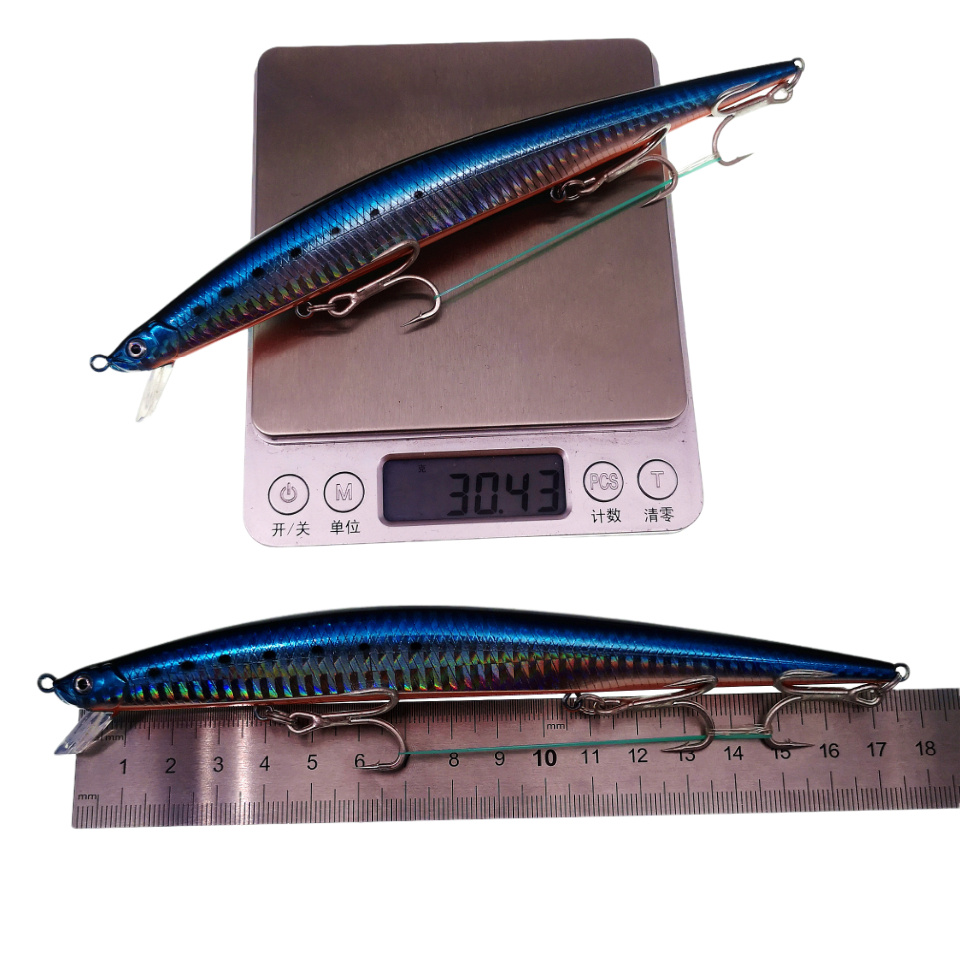 MUKUN 175mm 30g ロングキャストミノー ハード - Fishing Hook Treble のレビューと価格