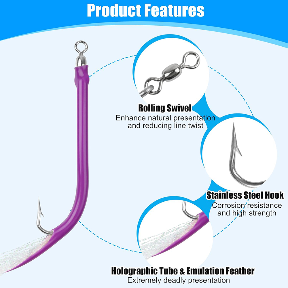 10個入り トローリングチューブフィッシングルアー タラ用リ - Fishing Hook Size のレビューと価格