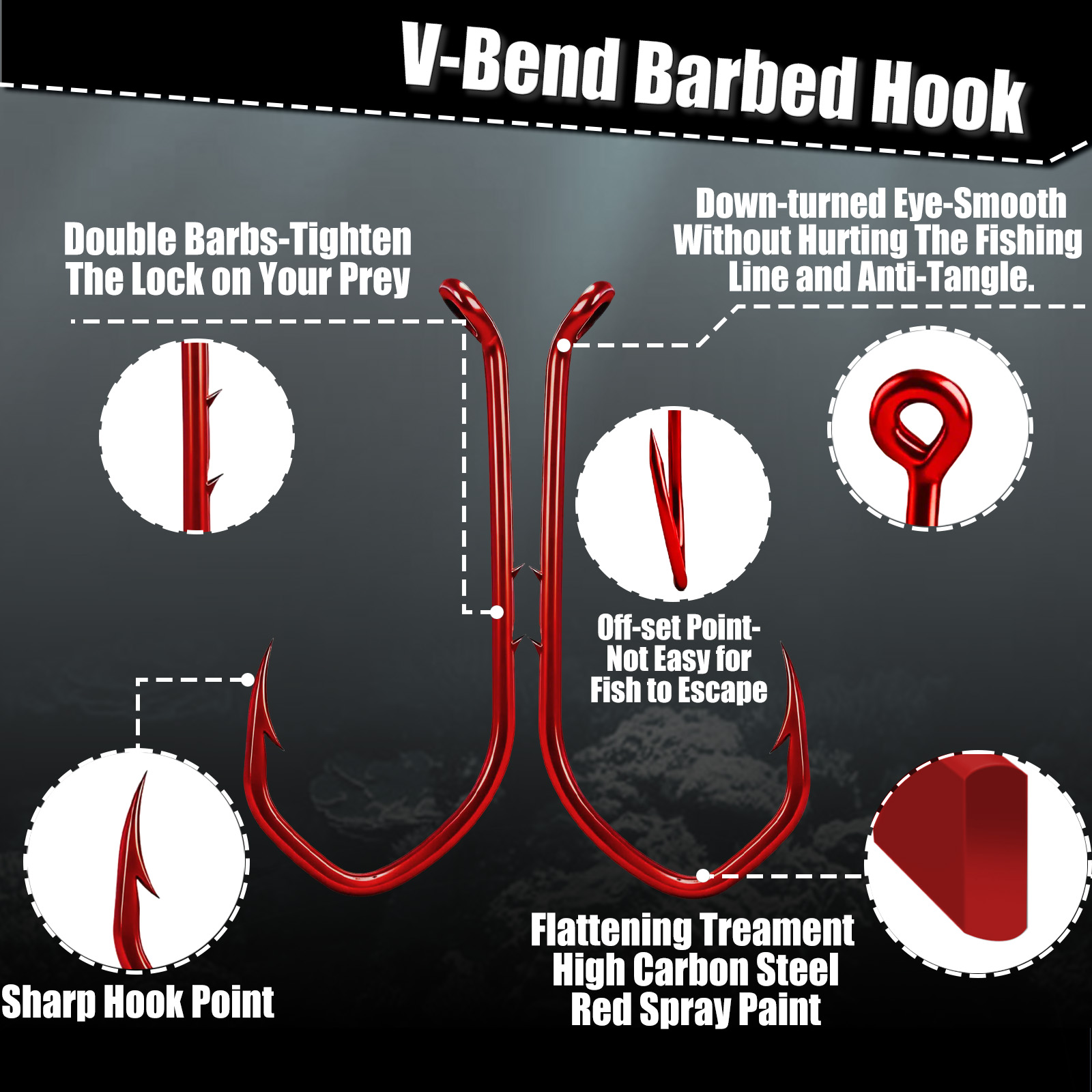 9KM ベイトホルダーフック 50-100個入り レッドフィ - Fishing Hook Offset のレビューと価格